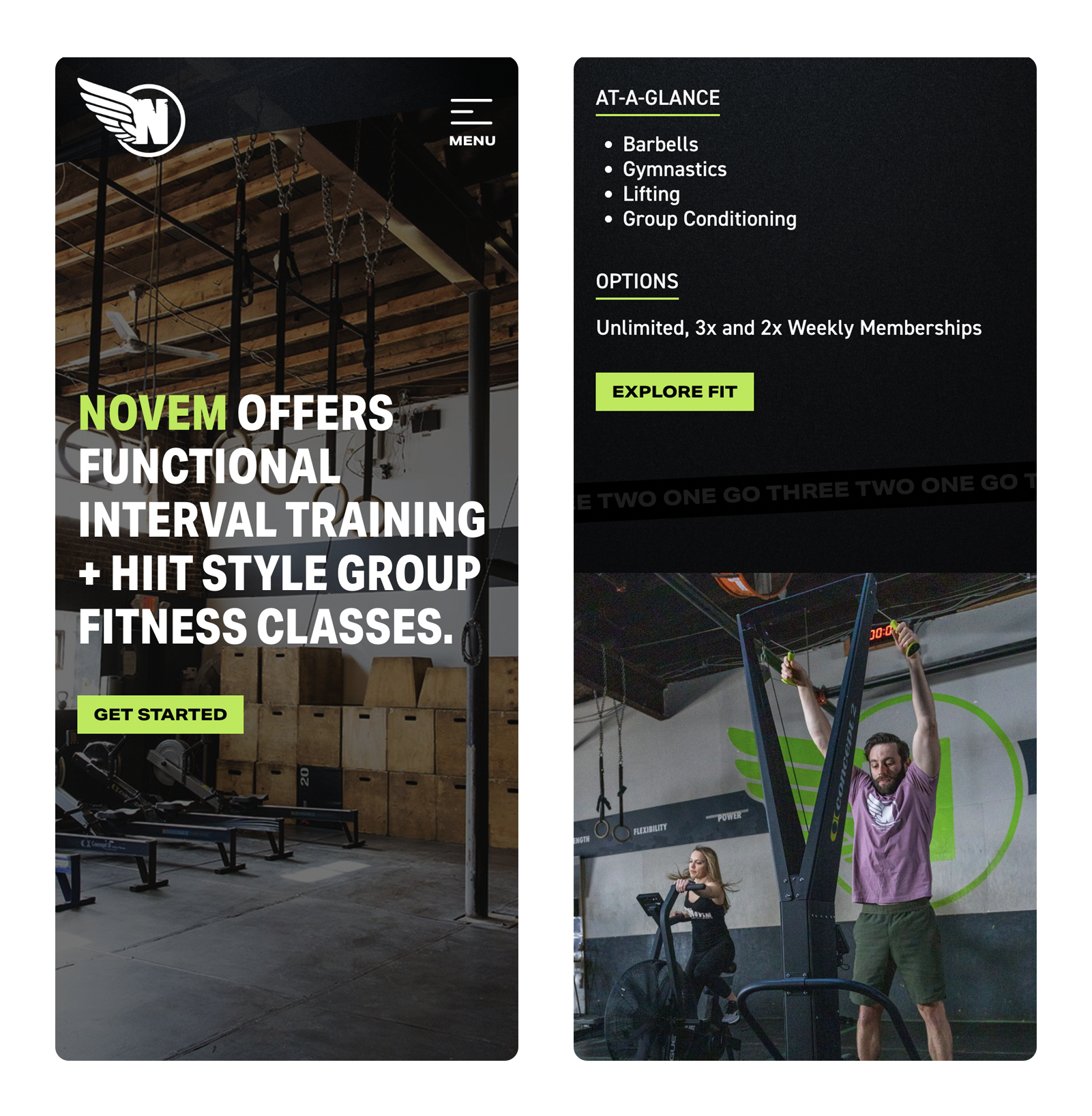 Novem Fit Gym Mobile Website Design